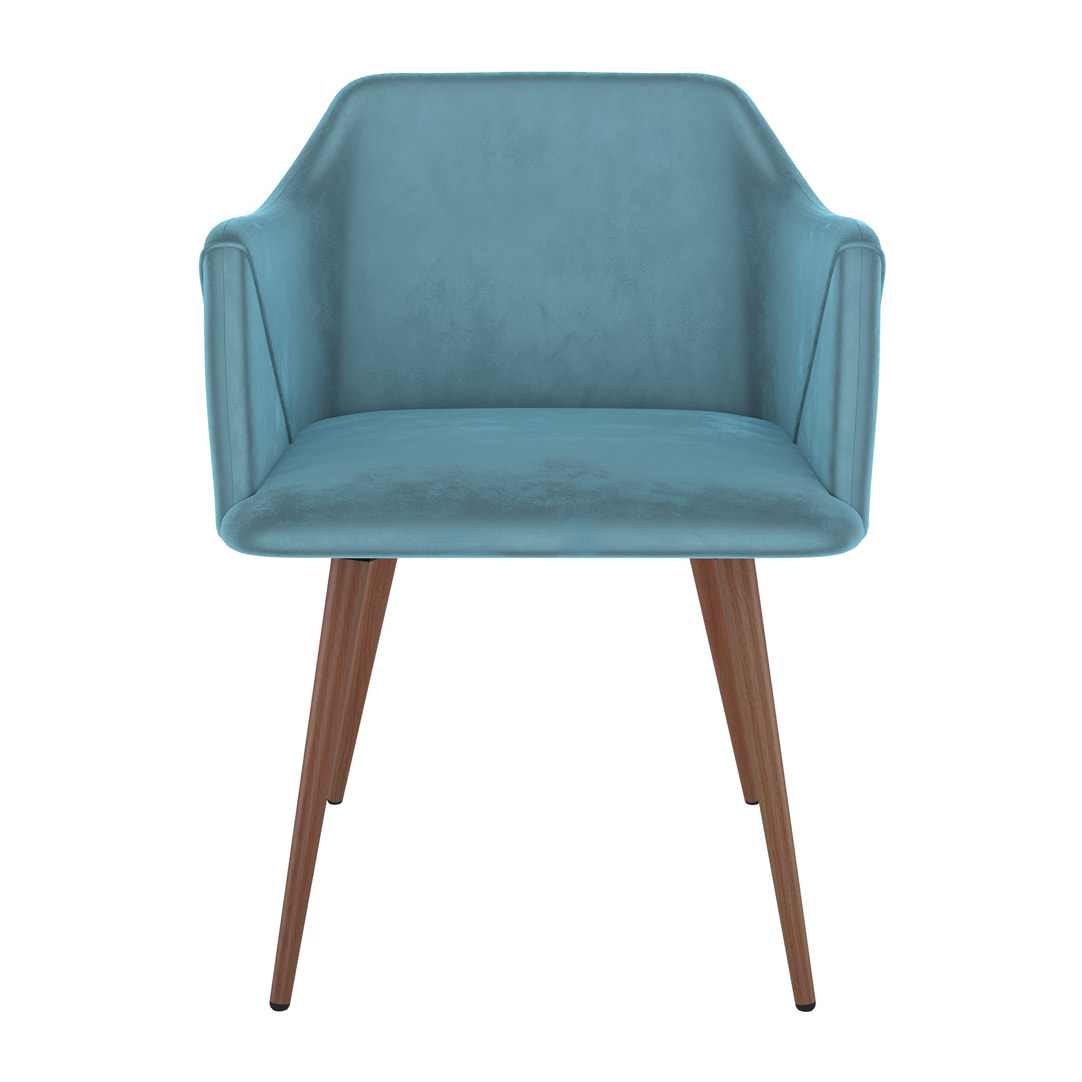 Lot de 2 chaises avec accoudoirs en velours bleu - Daisy
