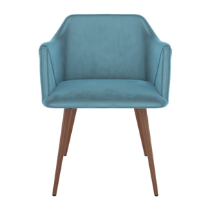 Lot de 2 chaises avec accoudoirs en velours bleu - Daisy