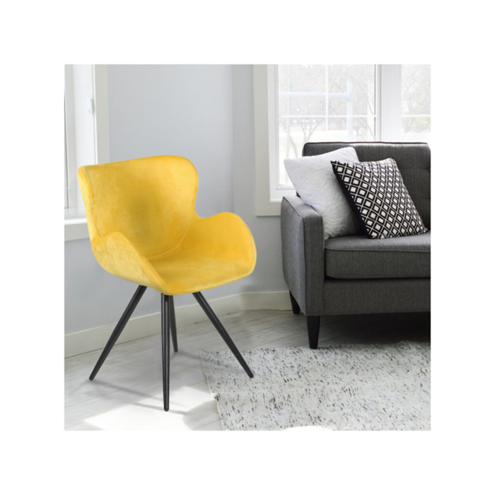 Chaise en velours avec piètement en métal noir - LILOU