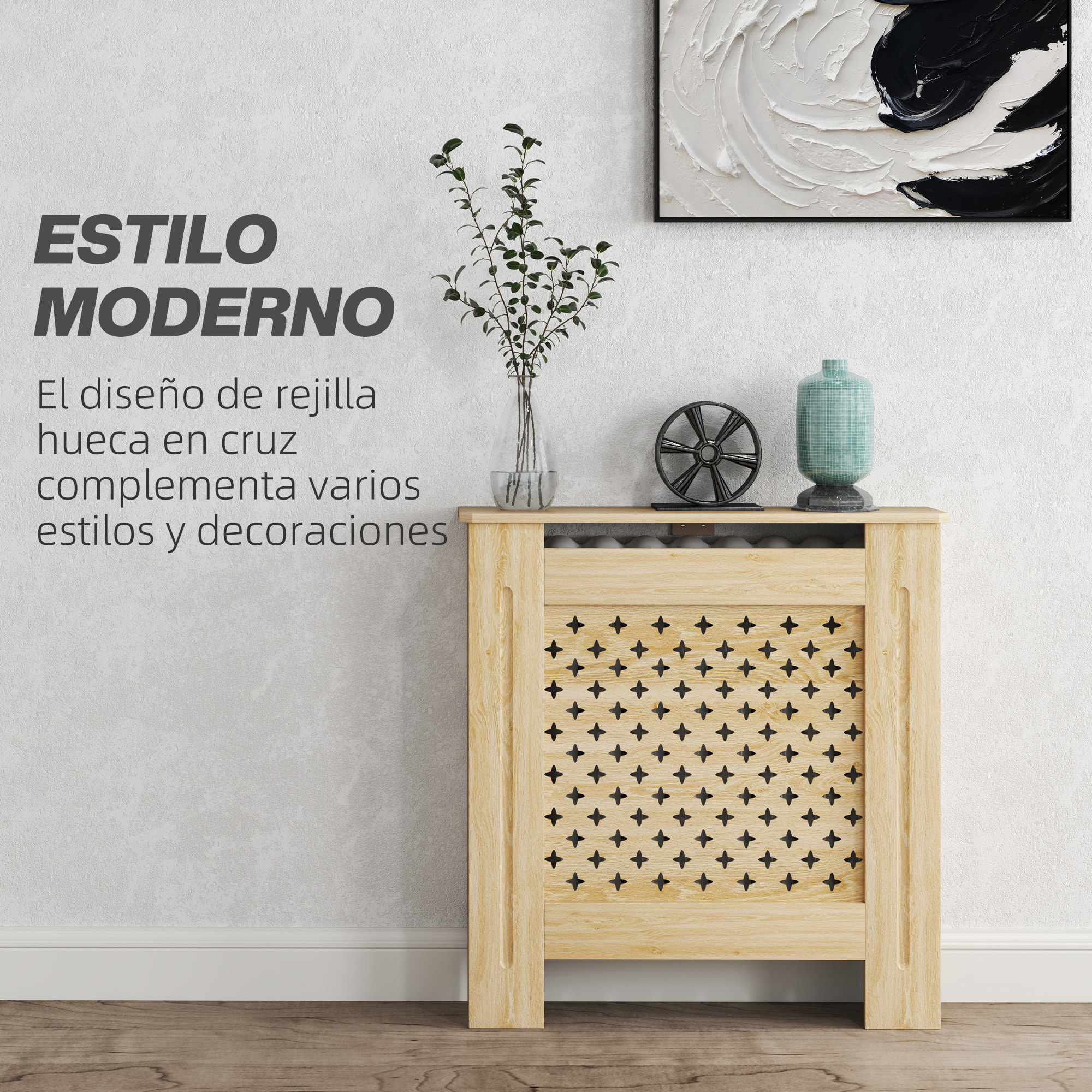 Cubre Radiadores Cubreradiador de MDF Cubierta para Radiador para Salón Dormitorio Pasillo 78x19x82 cm Roble