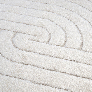 Très grand tapis salon 240x330 CERNAN Crème, tapis ton sur ton moderne
