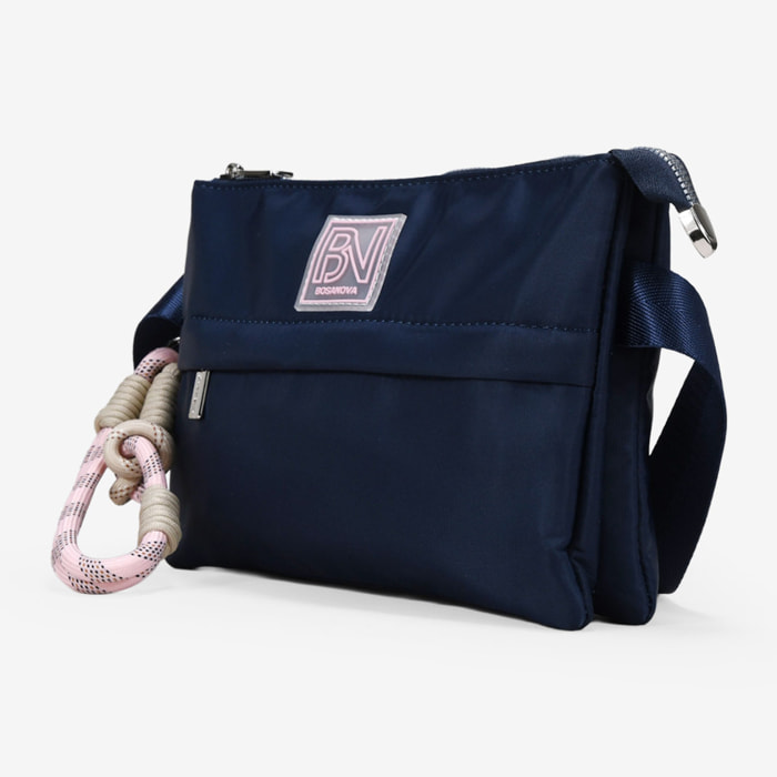 Bolso bandolera azul marino en nailon con dos compartimentos
