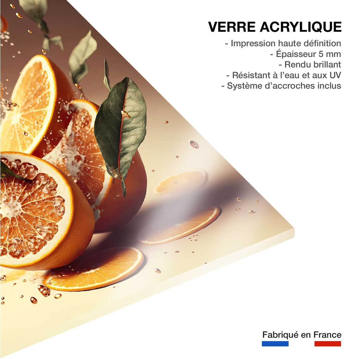 Tableau fruits oranges fraiches  Tableau plexiglas