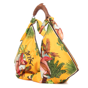 Berchidda Bolso de hombro Mujer. Fabricado en tejido suave, tintes naturales con asa de madera.