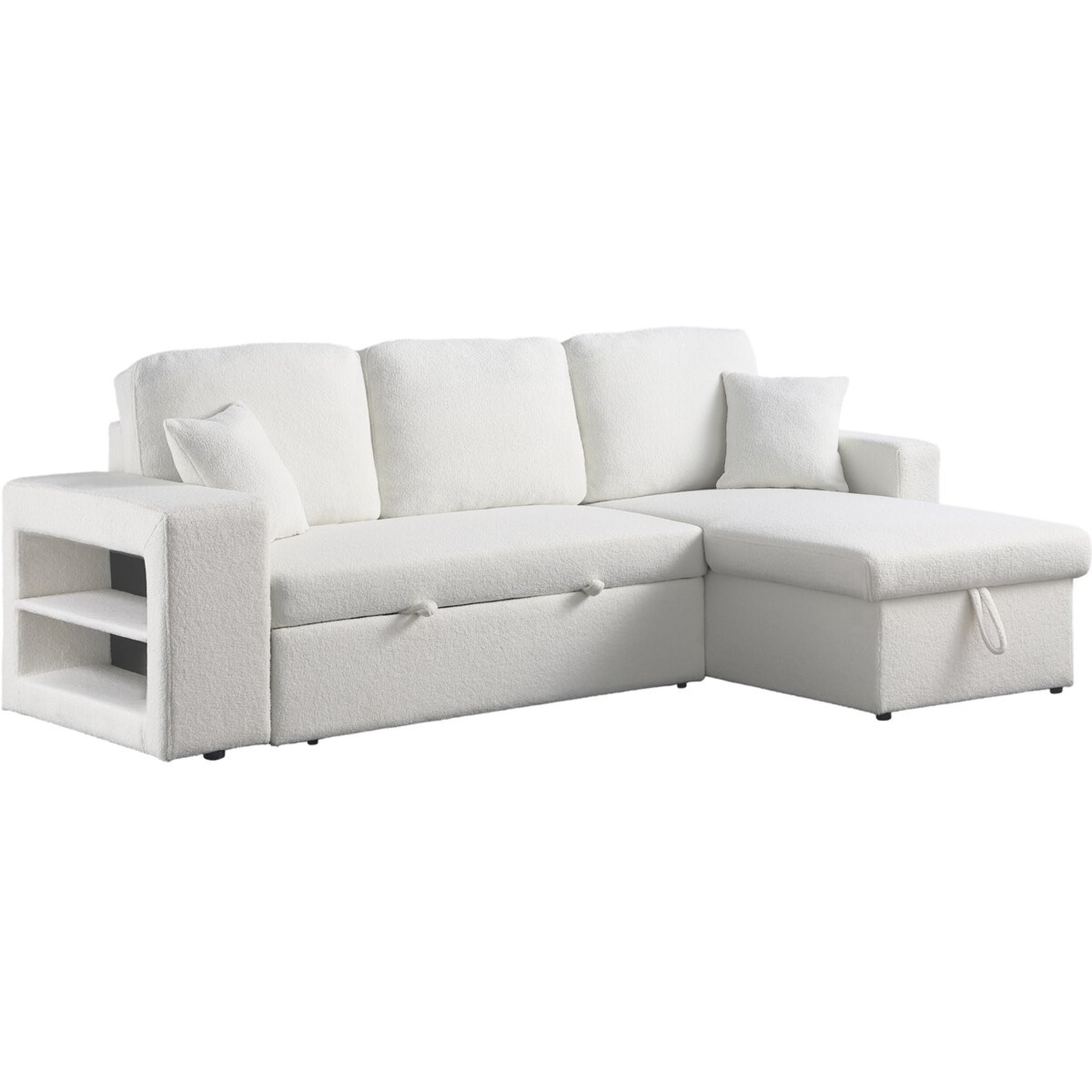 Canapé d'angle bouclettes convertible/reversible "Axel" - 3 Places - Blanc