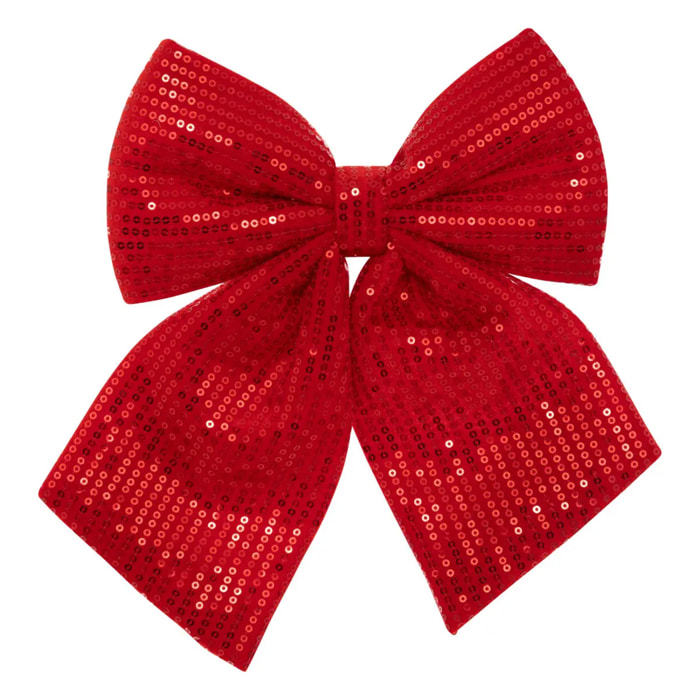Nœud déco sequins 20x24cm rouge