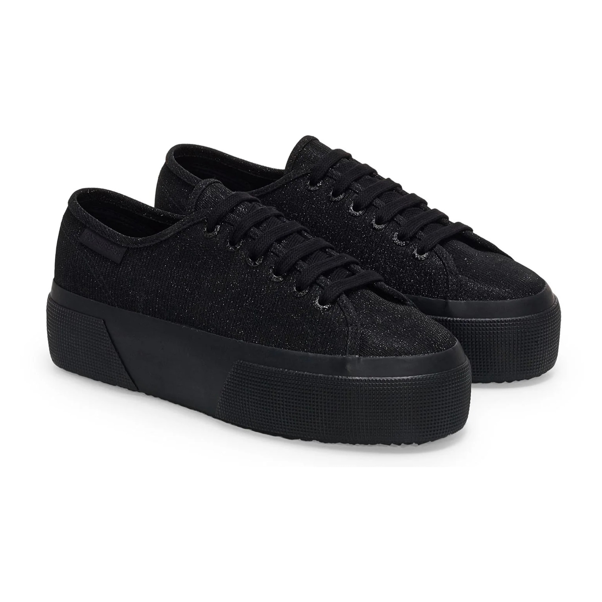 Superga - Zapatos de mujer Mujer Negro - 3790 Platform Jersey Lame Leggera
