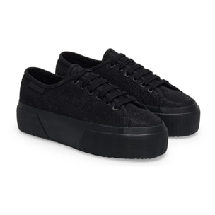 Superga - Zapatos de mujer Mujer Negro - 3790 Platform Jersey Lame Leggera