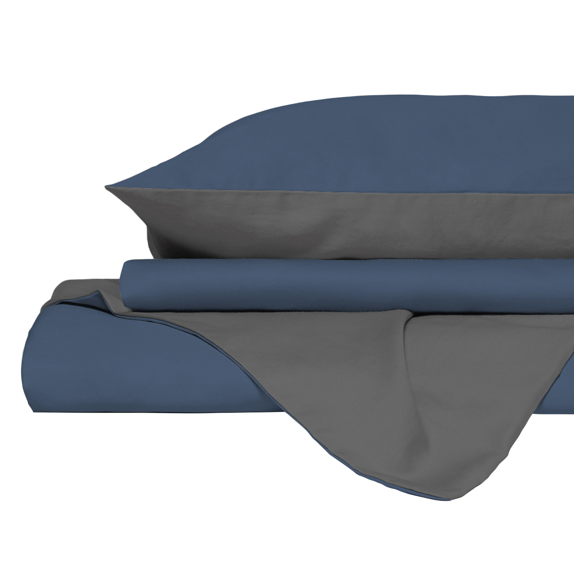 PARURE COPRIPIUMINO NATURAL COLOR, 100% Cotone, Made in Italy - AVIO/FUMO