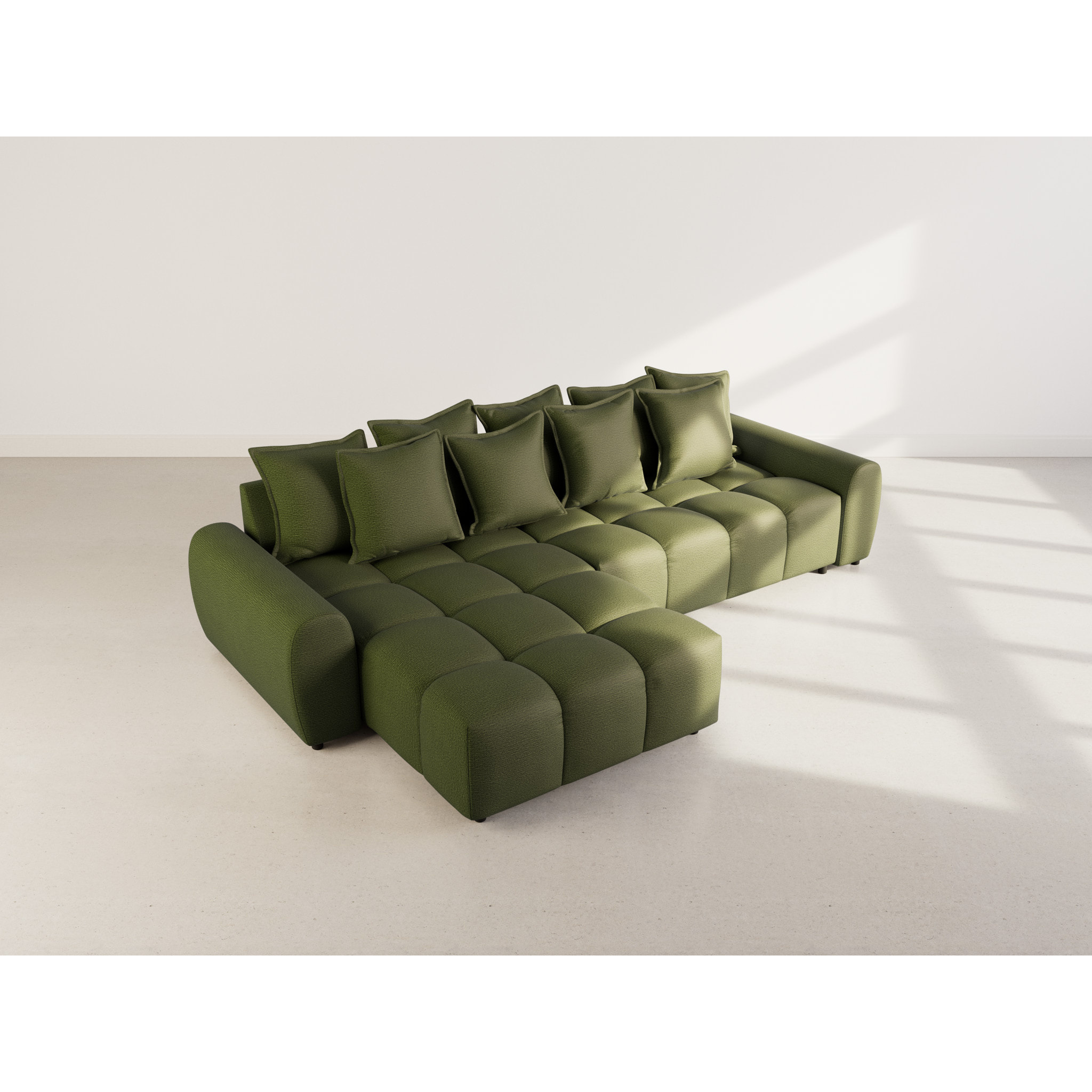 Adelaide - canapé d'angle réversible 4 places en tissu texturé - Vert