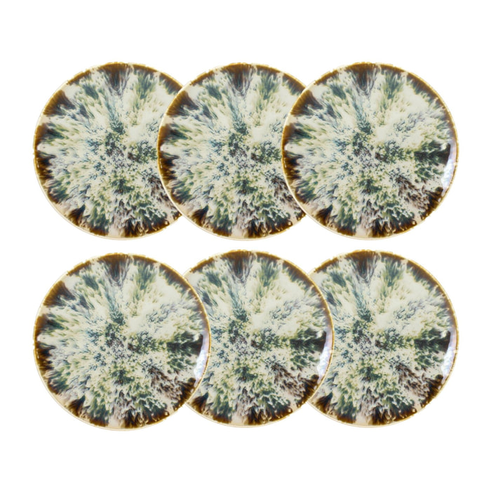 Lot de 6 assiettes à dessert abstraites en porcelaine 20cm MAKA