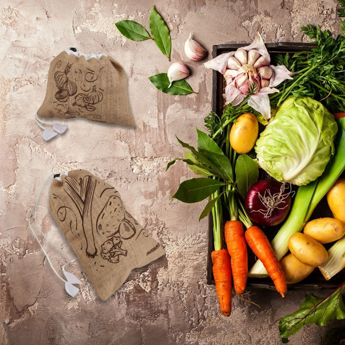 Ensemble de 2 sacs à provisions en jute Fackelmann Nature