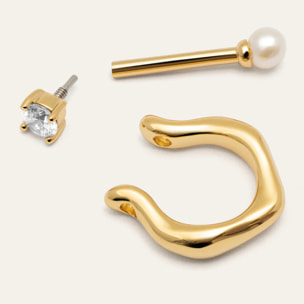 Orecchino Pearl and Spark Placcato Oro