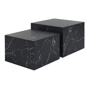 Tables basses gigognes design effet marbre noir (lot de 2) CALLA