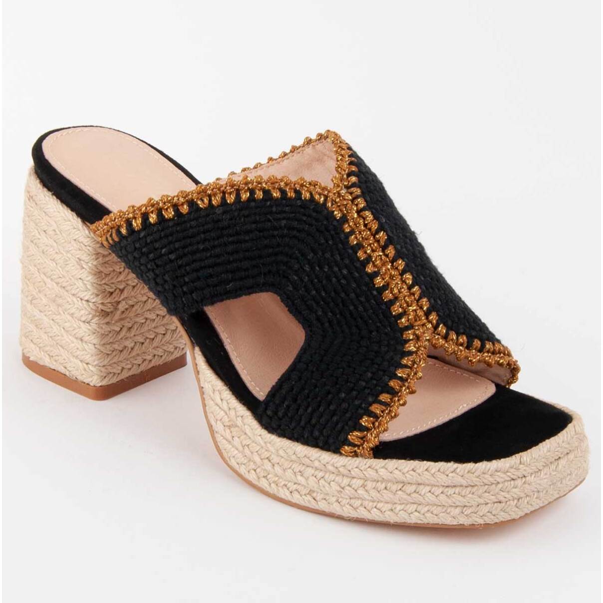 Sandalia De Tacón - Negro - Altura: 10 Cm