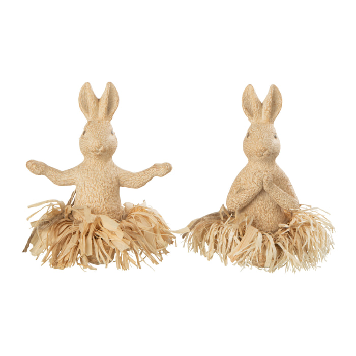 J-Line figurine Lapin Assis Yoga - pierre - naturel - 2 pièces