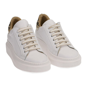 Sneakers bianco/marrone in pelle