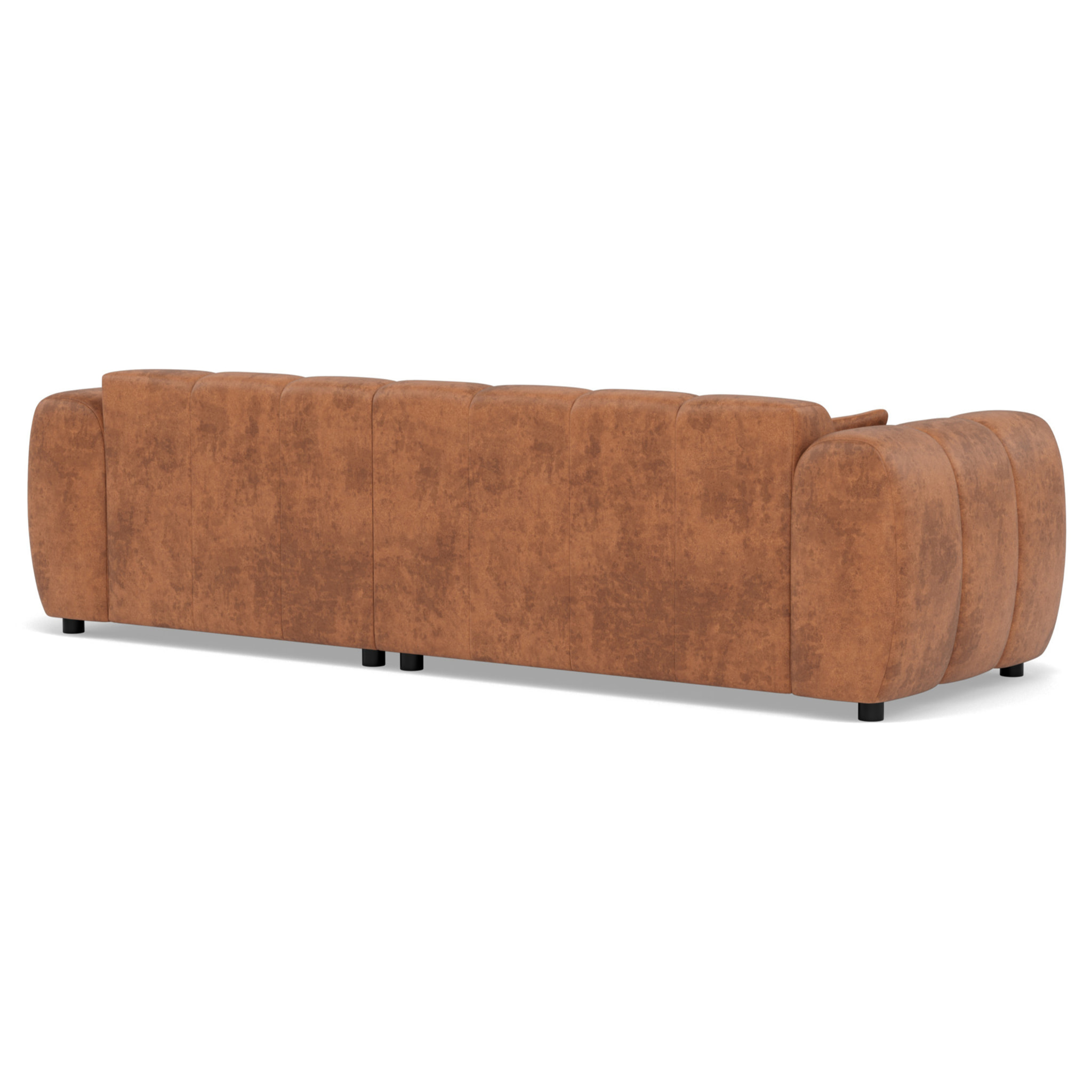 Curtis - canapé d'angle droit 4 places en simili - Cognac