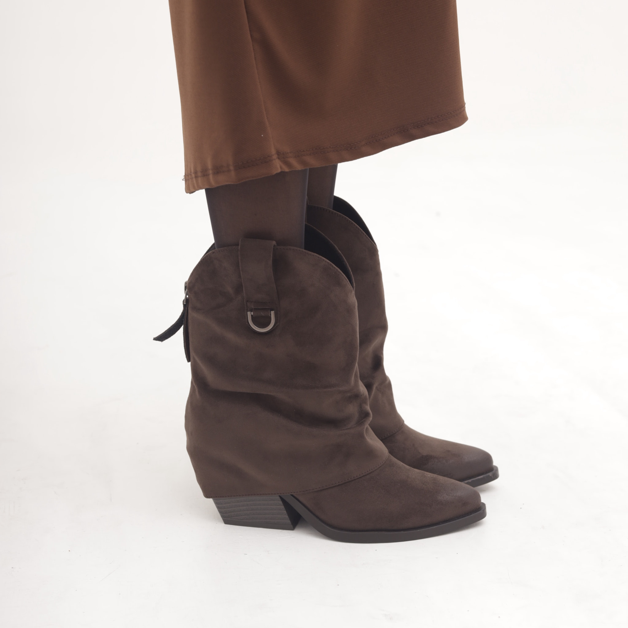 STIVALETTO TEXANO RISVOLTATO TESTA DI MORO