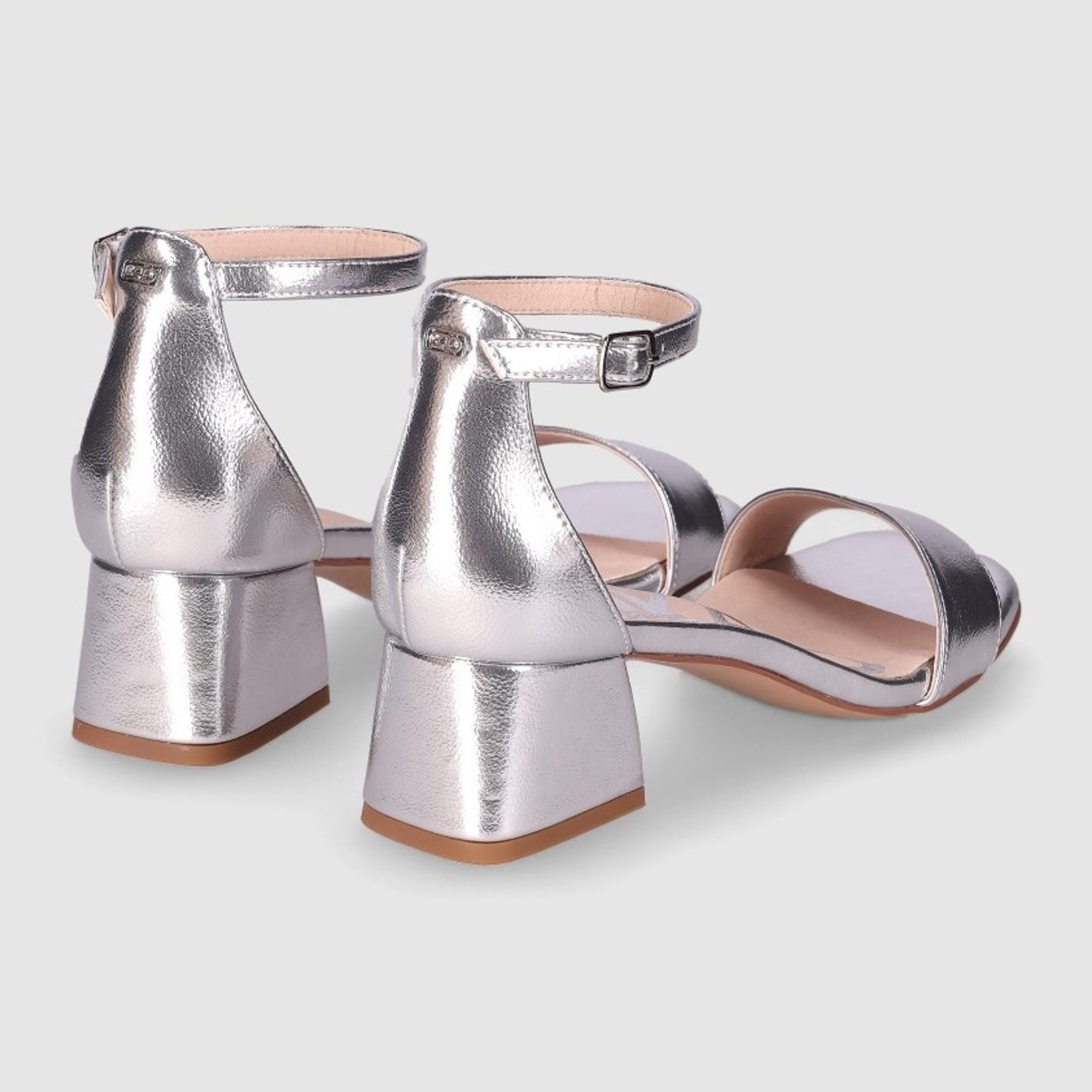 Sandalias de Piel Sintética - Plata - Tacón: 5 cm