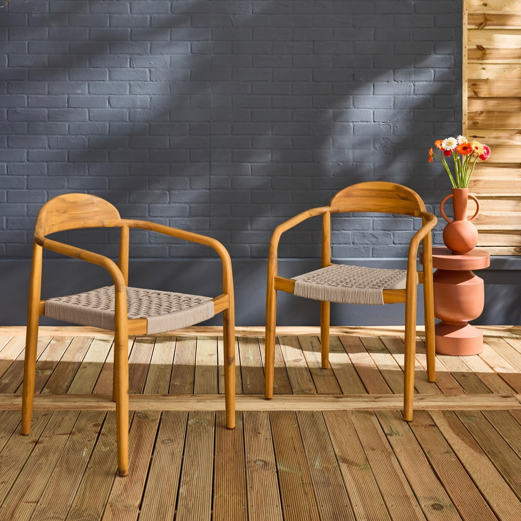 Fauteuil de jardin bois d'acacia et résine (lot de 2) CERINA