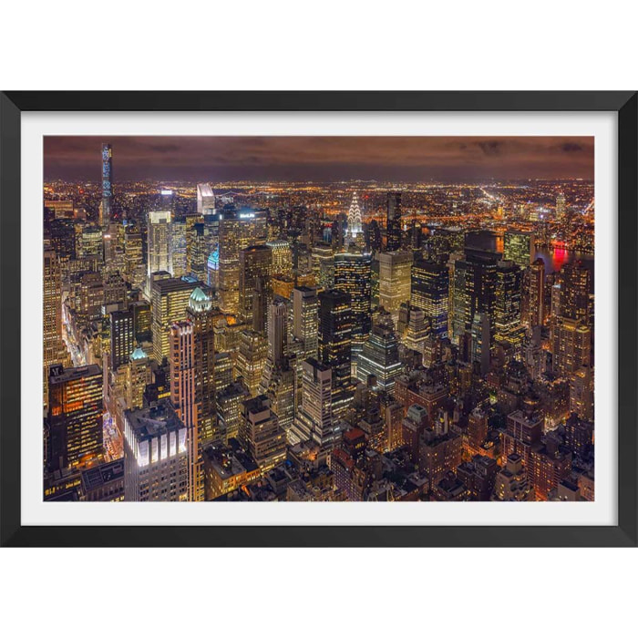 Affiche deco ""Night Life"" Affiche + cadre en bois - Noir