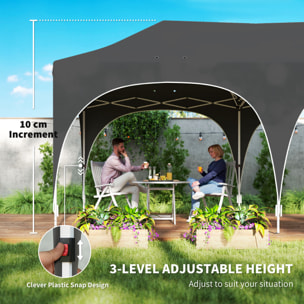 Tonnelle pliante 3x6m imperméable anti-UV, barnum avec 6 parois & 6 sacs de sable - tente de réception 12 trous de drainage - pavillon pop-up, 4 fenêtres église pour mariage, marché - gris