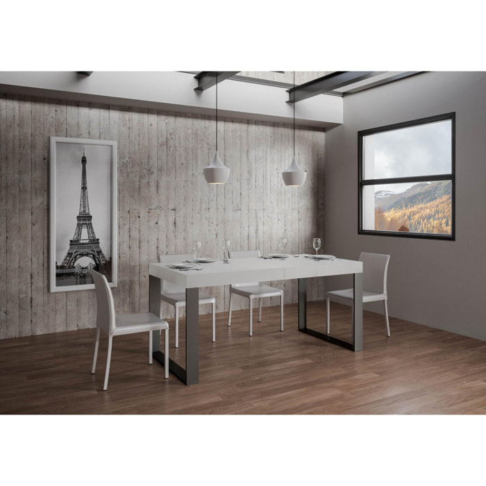 Mesa extensible 90x180/284 cm Tecno Premium Fresno Blanco estructura Antracita