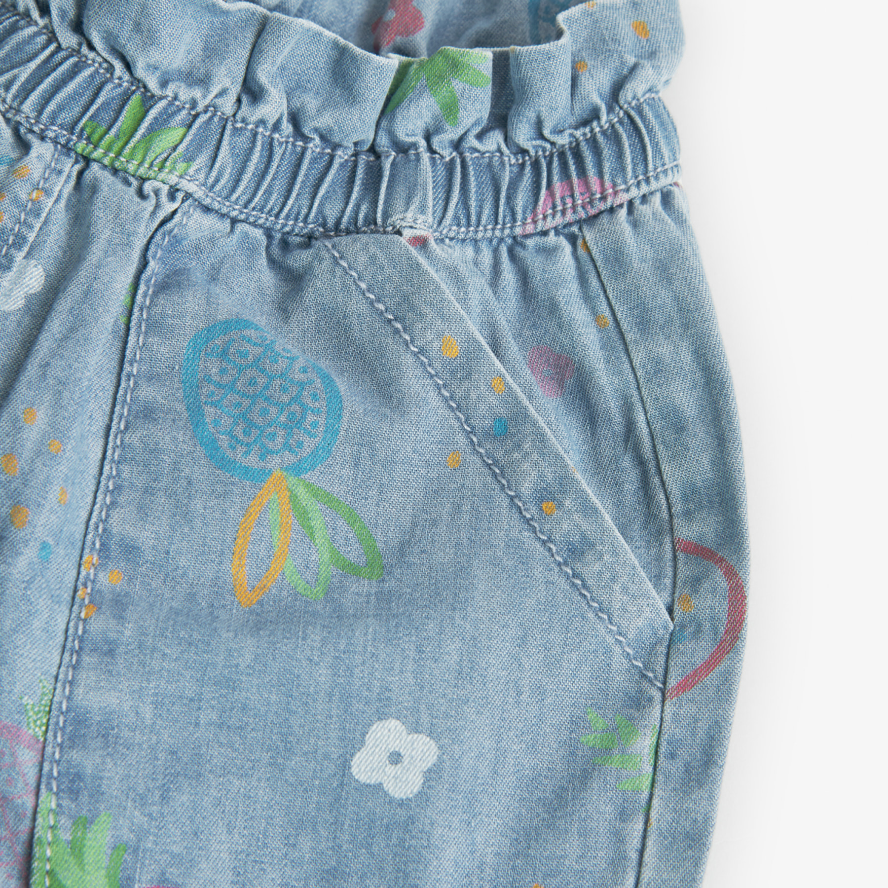 Bermudas denim para niÃ±a estampadas de color verde