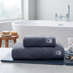 Juego de 2 toallas de baño 50x90cm + 90x150cm, gris oscuro