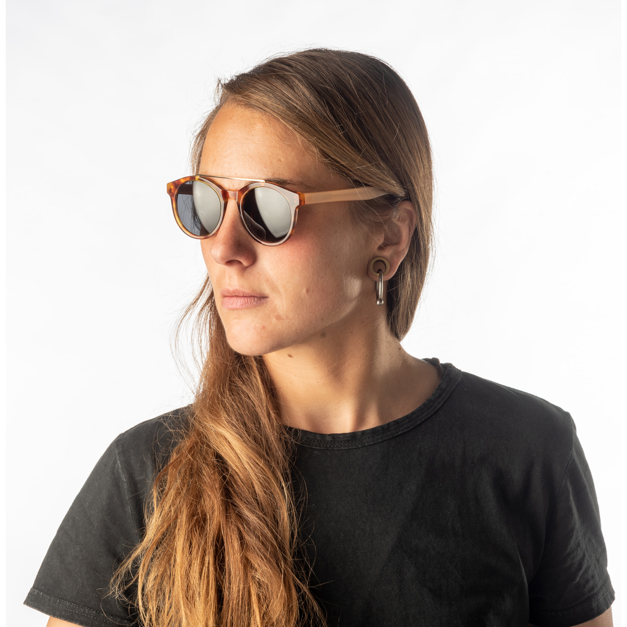 Gafas de sol OCEAN TIBURON - Patillas carey amarillo y rosa / Ahumada