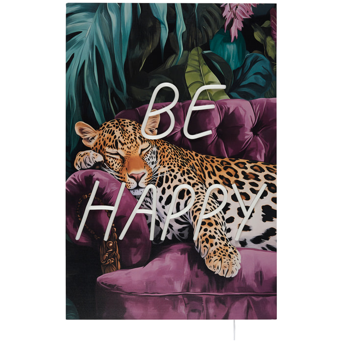 Tableau Lumineux - HOME DECO FACTORY - Be Happy - LED - Multicolore