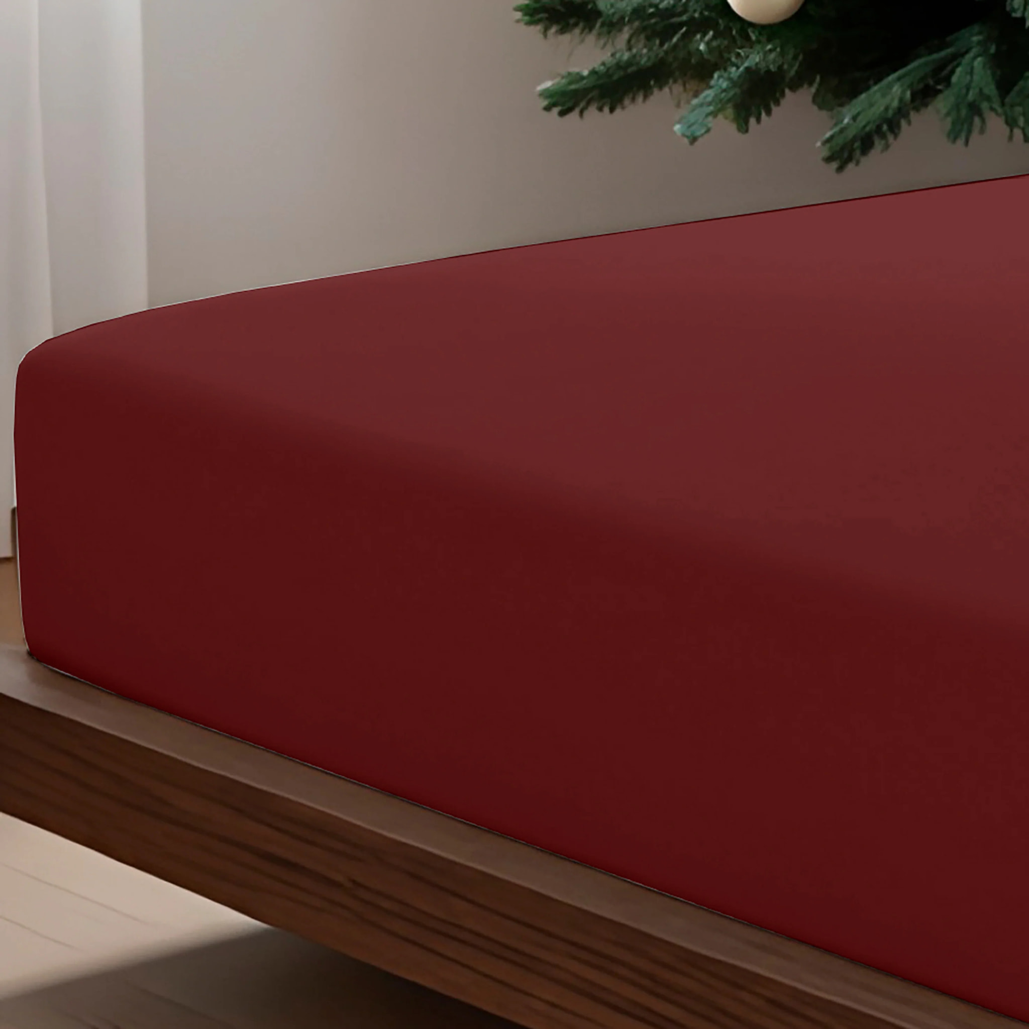 Drap-housse Bordeaux Uni 100% coton