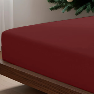 Drap-housse Bordeaux Uni 100% coton