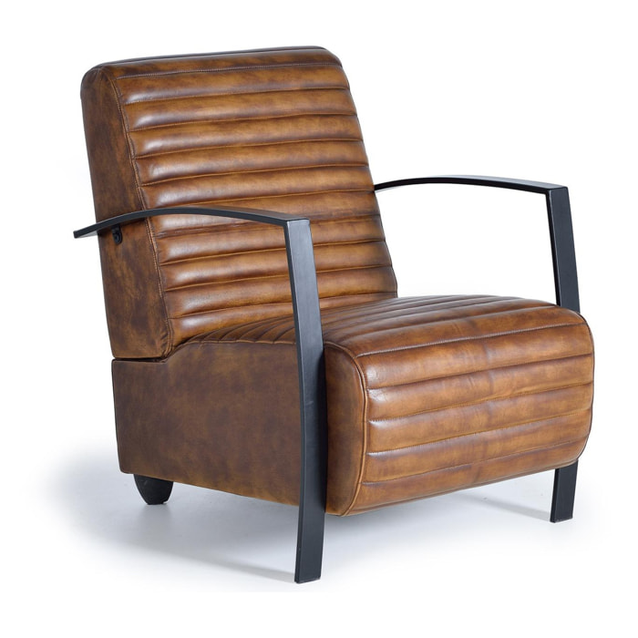 Sillón de Piel 75 Cm Estilo Industrial Vintage