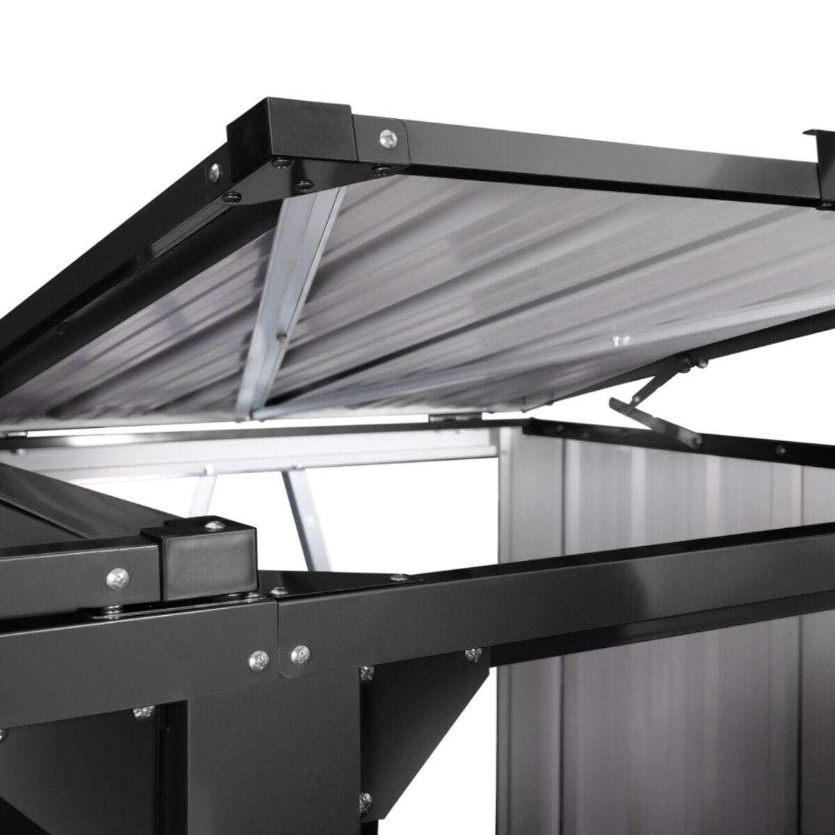 Cache poubelles triple en métal gris anthracite