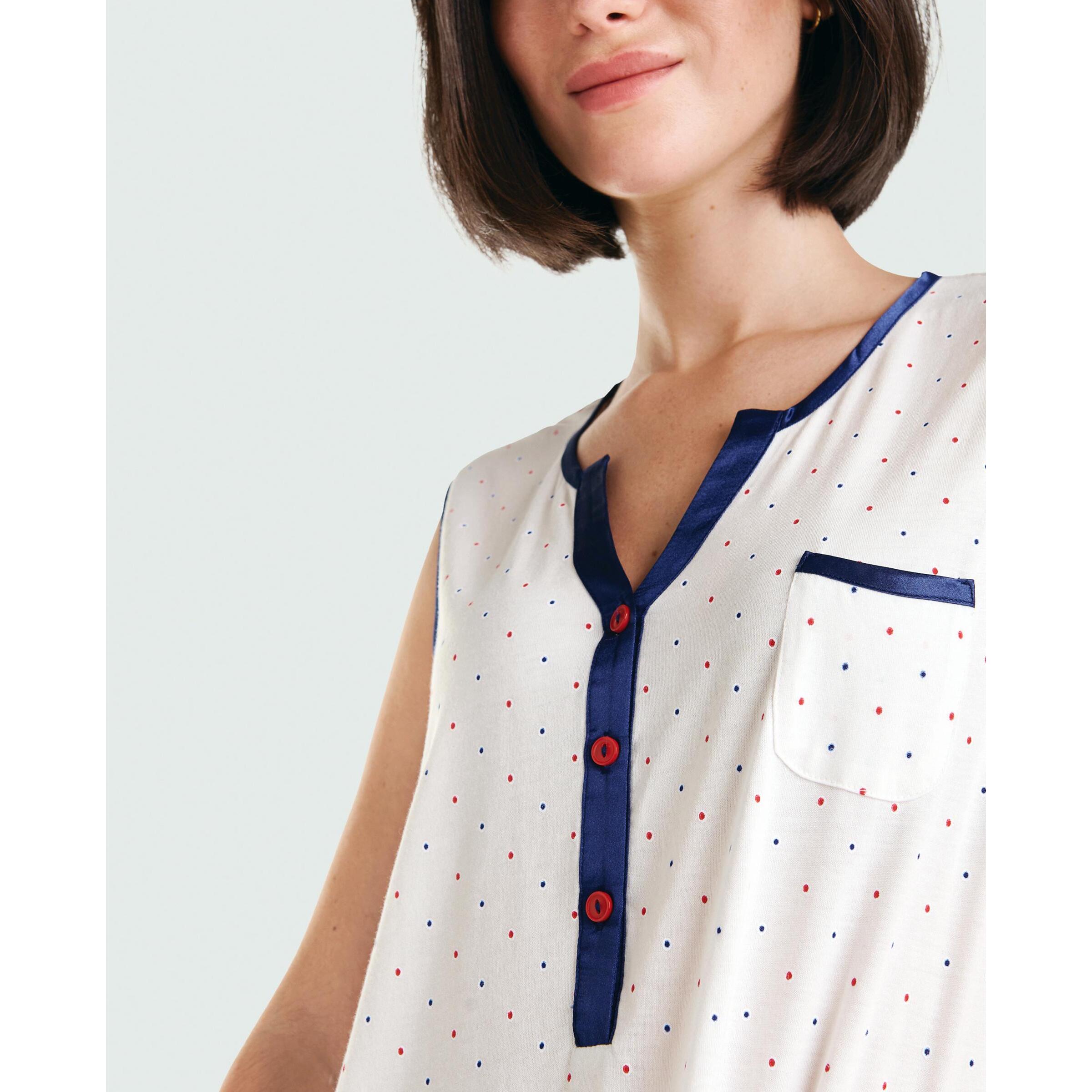 Camisón corto mujer topitos sin mangas ligero