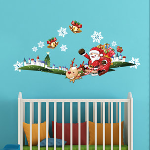 Sticker Noël le village enchanté du Père Noël - Autocollants stickers adhésifs noël - décoration fêtes