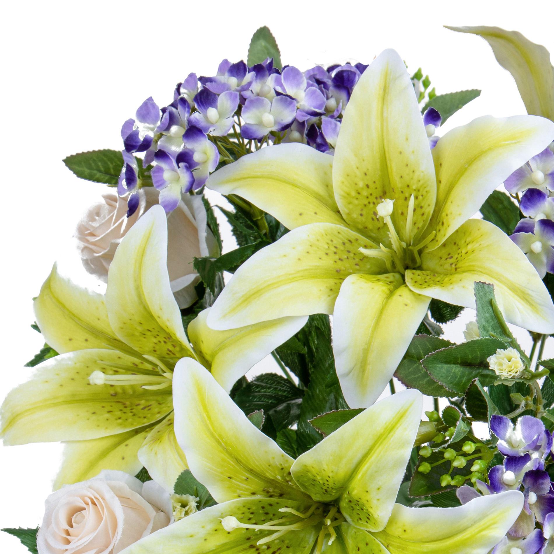 Bouquet Lilium/Achillea 50 Cm - Pezzi 1 - 18X50X18cm - Colore: bianco - Bianchi Dino - Fiori Artificiali