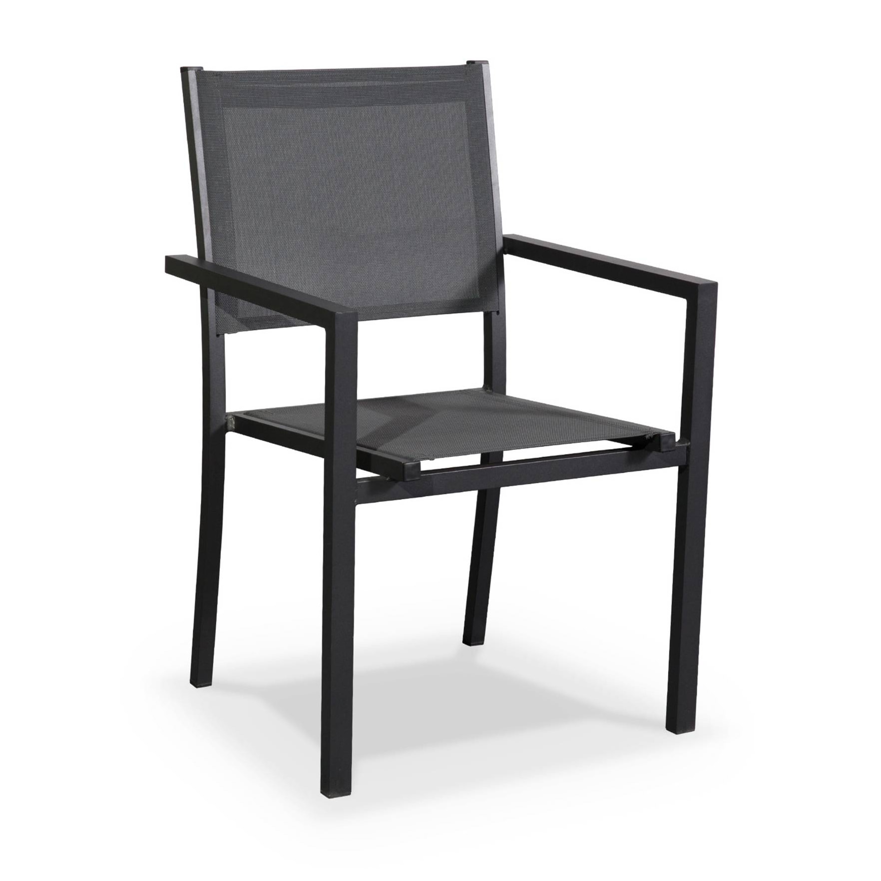 Table de jardin aluminium + 8 assises - Capua 180cm - Anthracite. gris - 8 places - 1 grande table rectangulaire. 8 fauteuils empilables