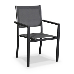 Table de jardin aluminium + 8 assises - Capua 180cm - Anthracite. gris - 8 places - 1 grande table rectangulaire. 8 fauteuils empilables