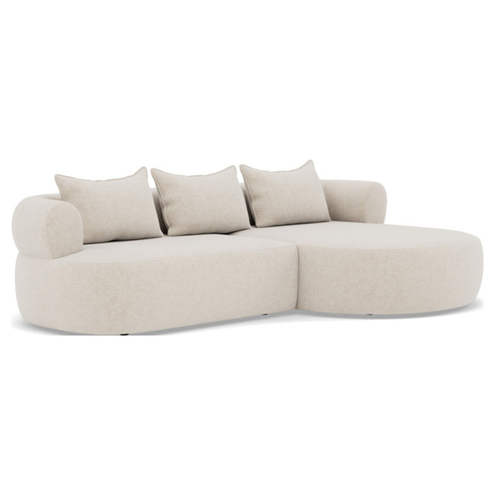 Angela - canapé d'angle droit 4 places en velours texturé - Beige