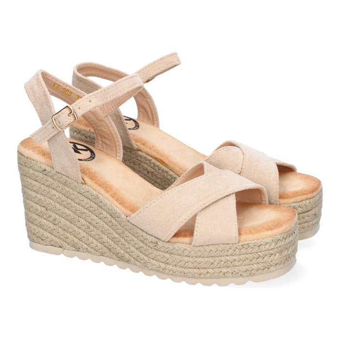 Sandalia de Cuña de Yute para Mujer, Comodas y Elegantes, Diseño Trenzado en la Pala