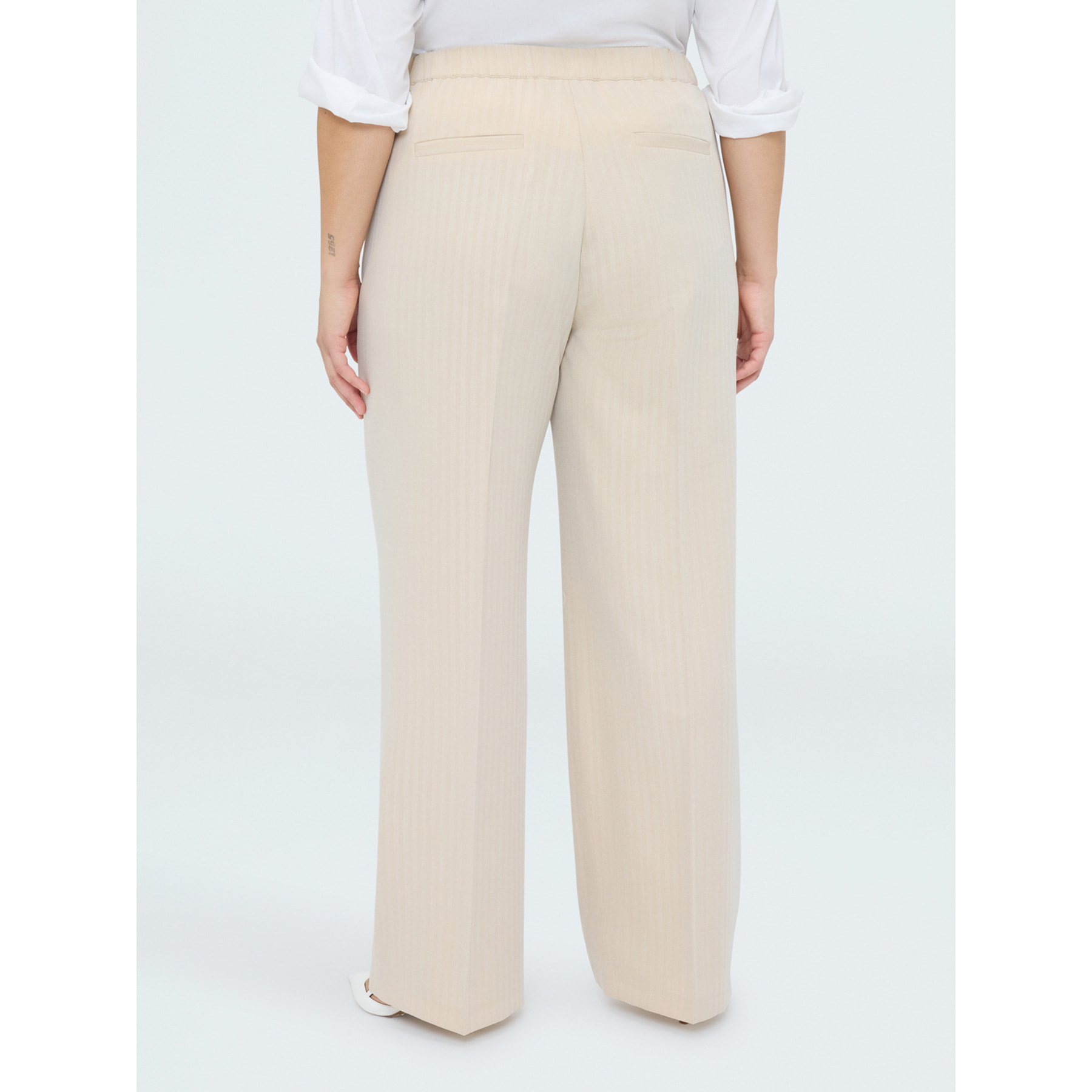 Fiorella Rubino - Pantalones Regular efecto raya diplomática - Beige