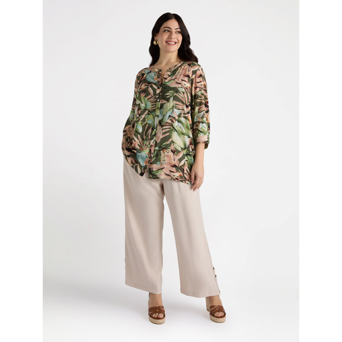 Fiorella Rubino - Camisa con estampado de jungla - Verde militare