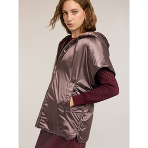 Motivi - Gilet trapuntato con cappuccio e maniche kimono - Marrone