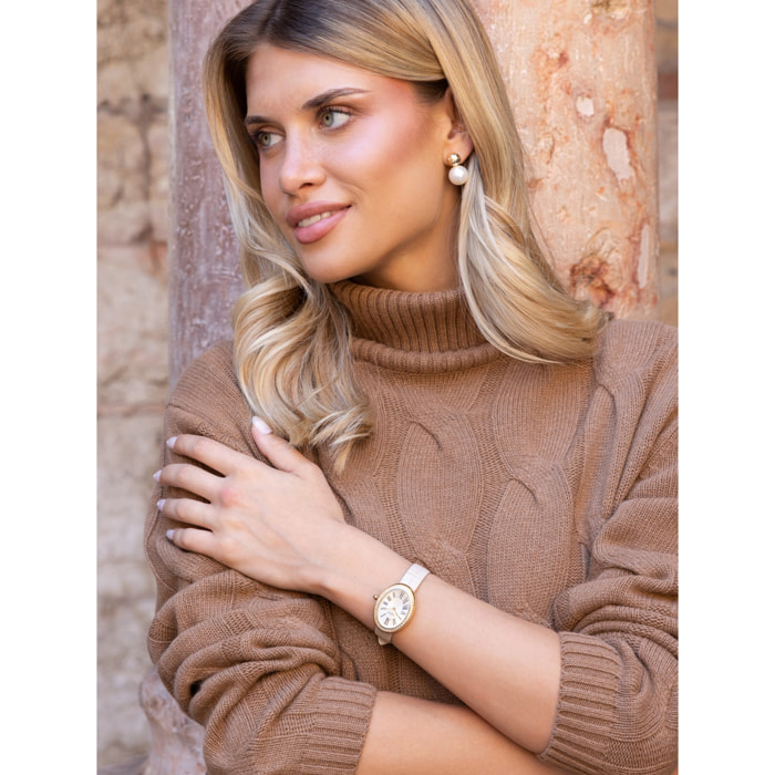 Orologio U.S. Polo Assn. con cinturino in pelle beige
