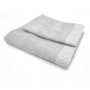Set Spugna VENTOTENE 2 Pezzi: Viso+Ospite - Grigio - 450 gr/m² - Puro Cotone