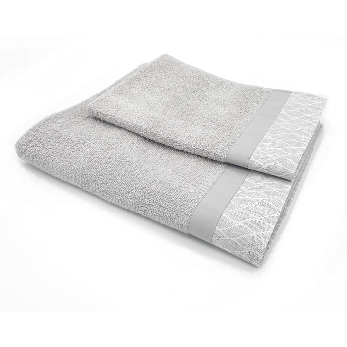 Set Spugna VENTOTENE 2 Pezzi: Viso+Ospite - Grigio - 450 gr/m² - Puro Cotone