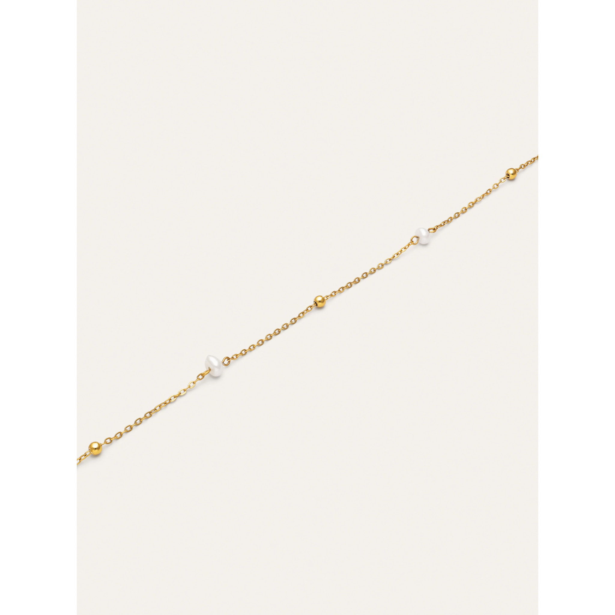 Tobillera Little Pearl Acero Baño Oro